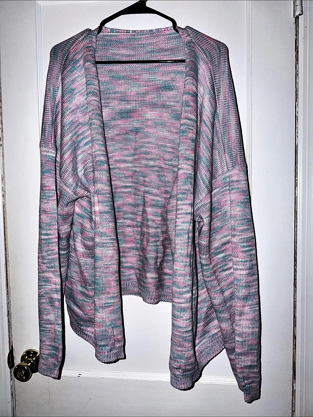 Open Front Abstract Cardigan Pink & Blue 3XL Like New